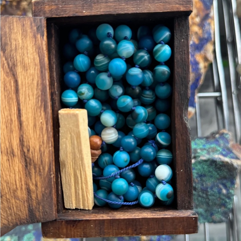 Blue Banded Agate Mala